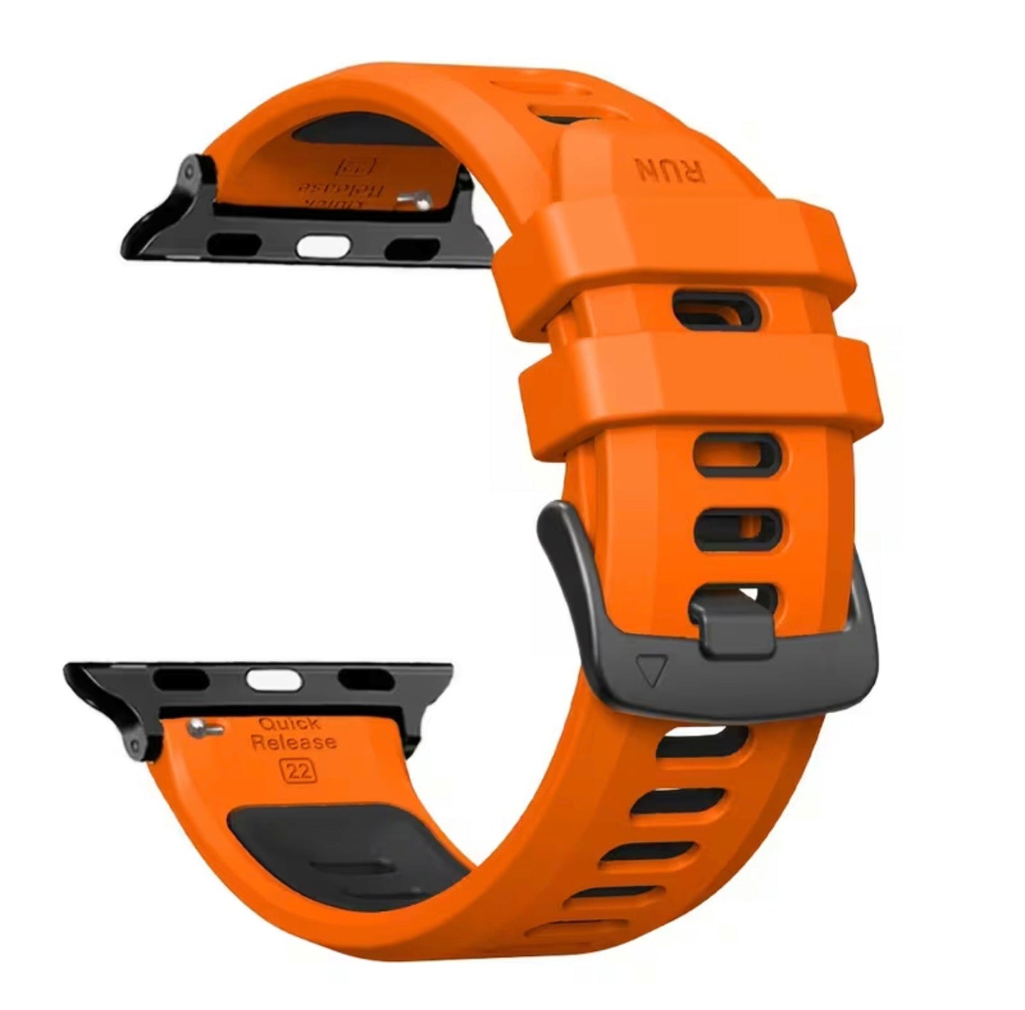 Rugged Sport Apple Watch Band – High-Vis Orange & Black 49/46/45/44/42mm