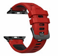 Rugged Sport Apple Watch Band – Bold Red & Black 49/46/45/44/42mm