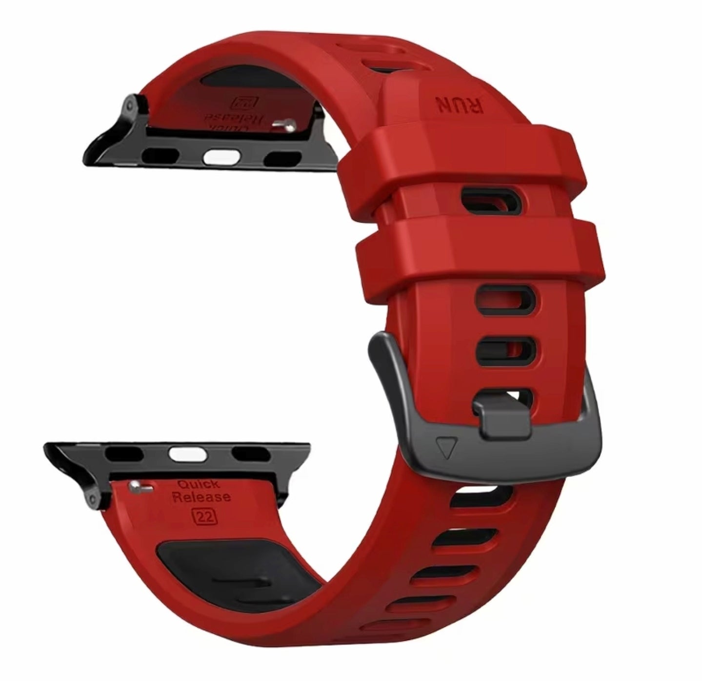 Rugged Sport Apple Watch Band – Bold Red & Black 49/46/45/44/42mm
